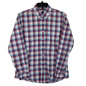 Johnnie-O Button Down Shirt Men Large Multi-Color Plaid Egyptian Cotton Long Slv